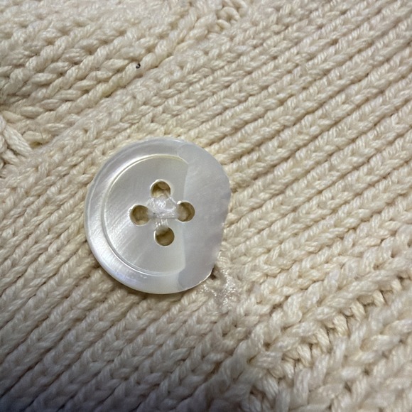 VTG 90s Polo Ralph Lauren Mens Large Cable Knit Cardigan V Neck Sweater Beige - Picture 4 of 7